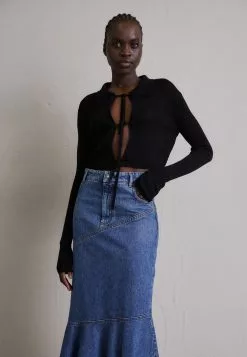 Filippa K Cropped Tie Cardigan - Cardigan - Black