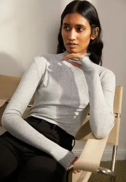 Filippa K Mock Neck - Topper Langermet - Light Grey Melange