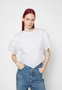 Filippa K Short Sleeve Embroidery - Bluse - White -[Merkevare] Salg 961b34876fc14c3892f2c977dd2e5e47