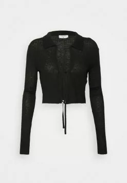 Filippa K Cropped Tie Cardigan - Cardigan - Black -[Merkevare] Salg bf6079163d1048b3a566053f651beec3