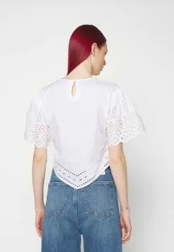 Filippa K Short Sleeve Embroidery - Bluse - White -[Merkevare] Salg eab9541276f4404e9e8762fff6ea361b