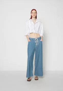 Filippa K Cropped Embroidery Blouse - Bluse - White -[Merkevare] Salg f39ed09acd5948e481e409c00da6fcf1